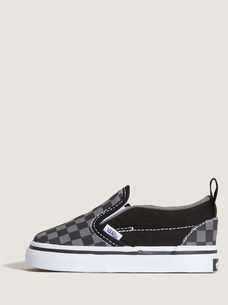 Vans Black/Grey Slip On V Checkerboard Trainers - Image 2 of 4