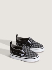 Vans Black/Grey Slip On V Checkerboard Trainers - Image 3 of 4