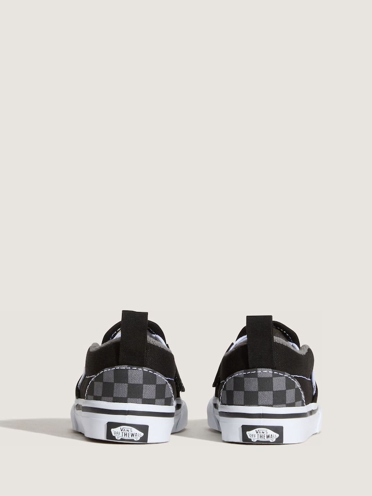 Vans Black/Grey Slip On V Checkerboard Trainers - Image 4 of 4