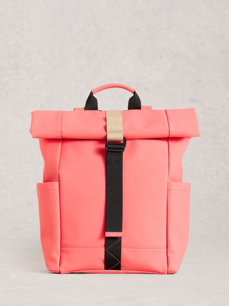 White Stuff Pink Alex Rubberised Backpack - Image 1 of 4