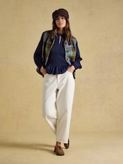 Joules Zoe Navy Long Sleeved Smocked Blouse - Image 3 of 7