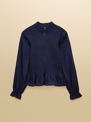 Joules Zoe Navy Long Sleeved Smocked Blouse - Image 7 of 7