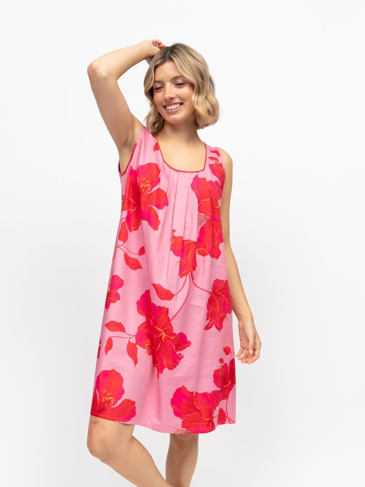 Cyberjammies Pink Nightdress Floral Print Short Sleeve Pyjamas Set - Image 2 of 4