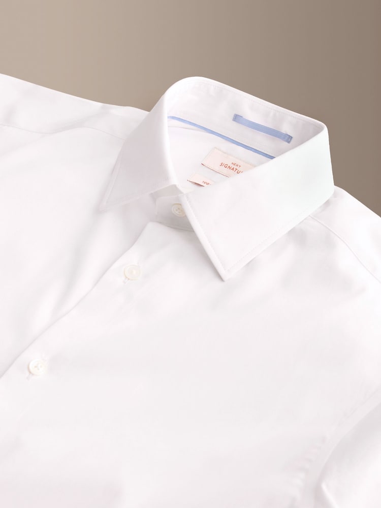 White Regular Fit Signature Cotton Poplin Formal Shirt - Image 2 of 3 White Regular Fit Signature Cotton Poplin Formal Shirt - Image 2 of 3