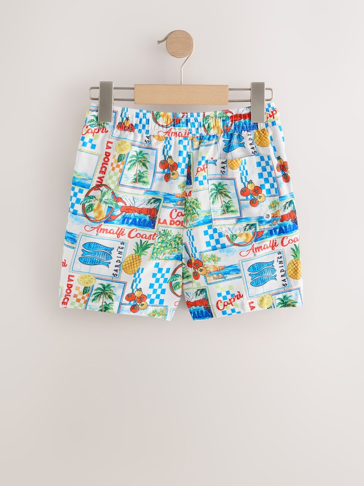 White Postcard Printed Swim Shorts (3-16yrs) - Image 2 of 4