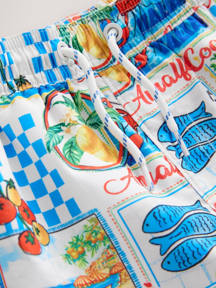 White Postcard Printed Swim Shorts (3-16yrs) - Image 4 of 4