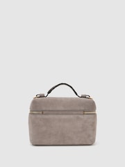 Reiss Grey Ines Suede Vanity Crossbody Bag - Image 5 of 7