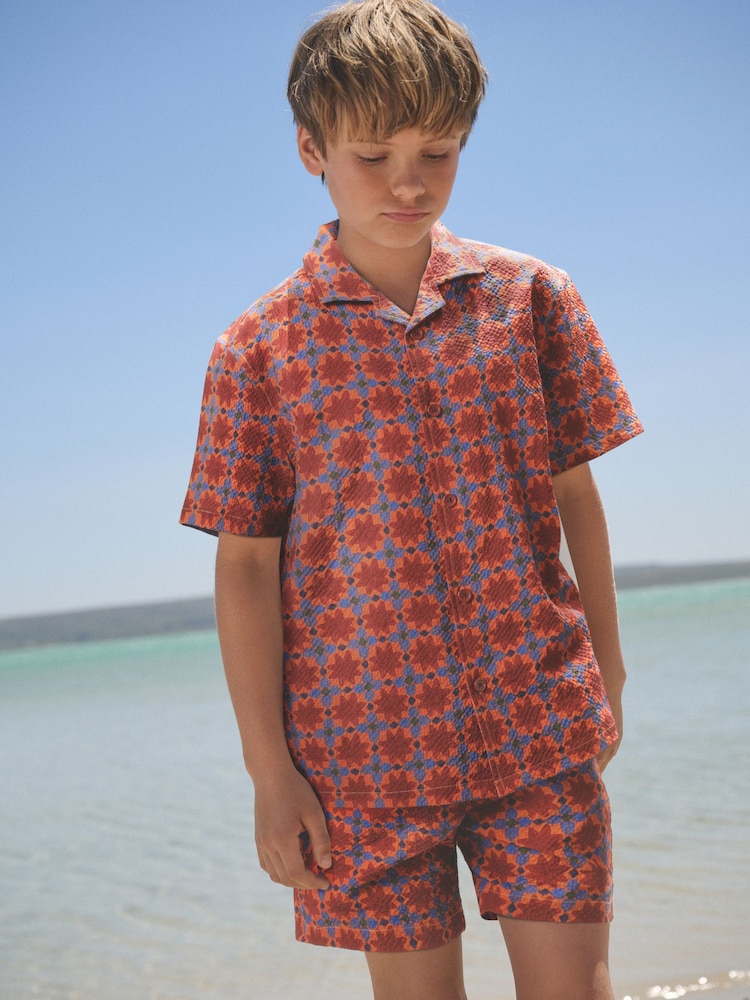 Rust Red Swim Shorts and Shirts Set (3-16yrs) - Image 1 of 5 Rust Red Swim Shorts and Shirts Set (3-16yrs) - Image 1 of 5