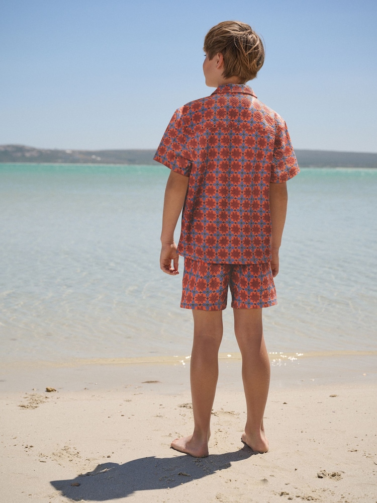 Rust Red Swim Shorts and Shirts Set (3-16yrs) - Image 2 of 5 Rust Red Swim Shorts and Shirts Set (3-16yrs) - Image 2 of 5