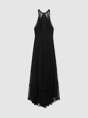 Atelier Lace-Trim Sheer Maxi Black Dress - Image 2 of 7