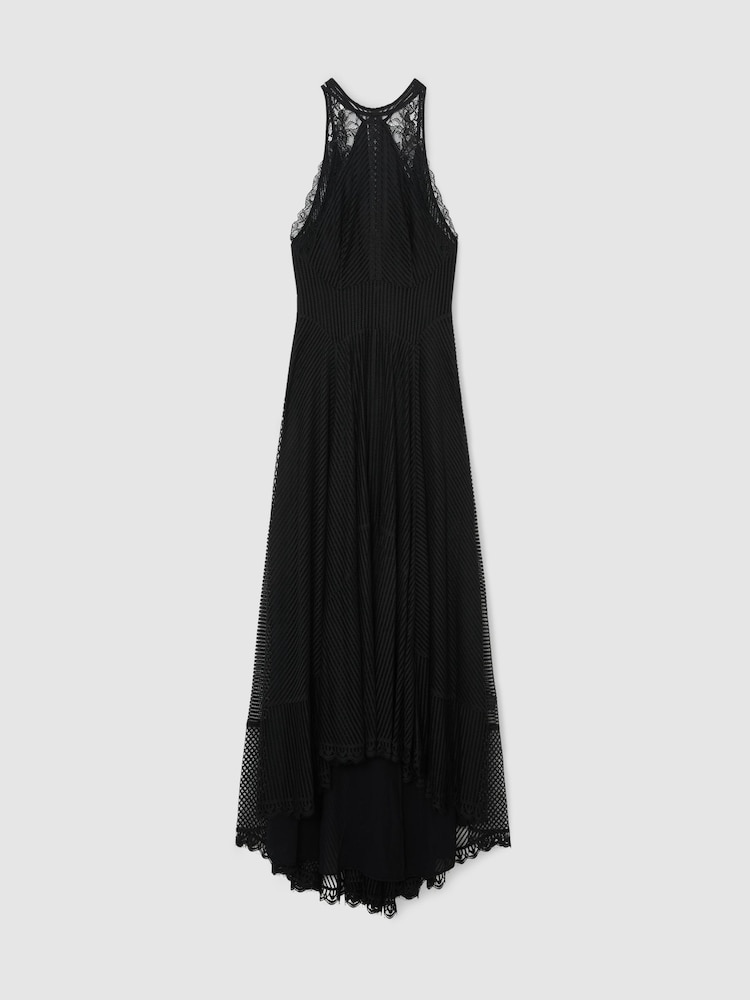 Atelier Lace-Trim Sheer Maxi Black Dress - Image 2 of 7