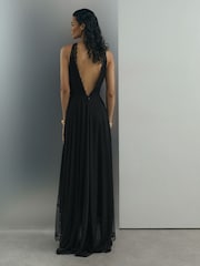 Atelier Lace-Trim Sheer Maxi Black Dress - Image 6 of 7