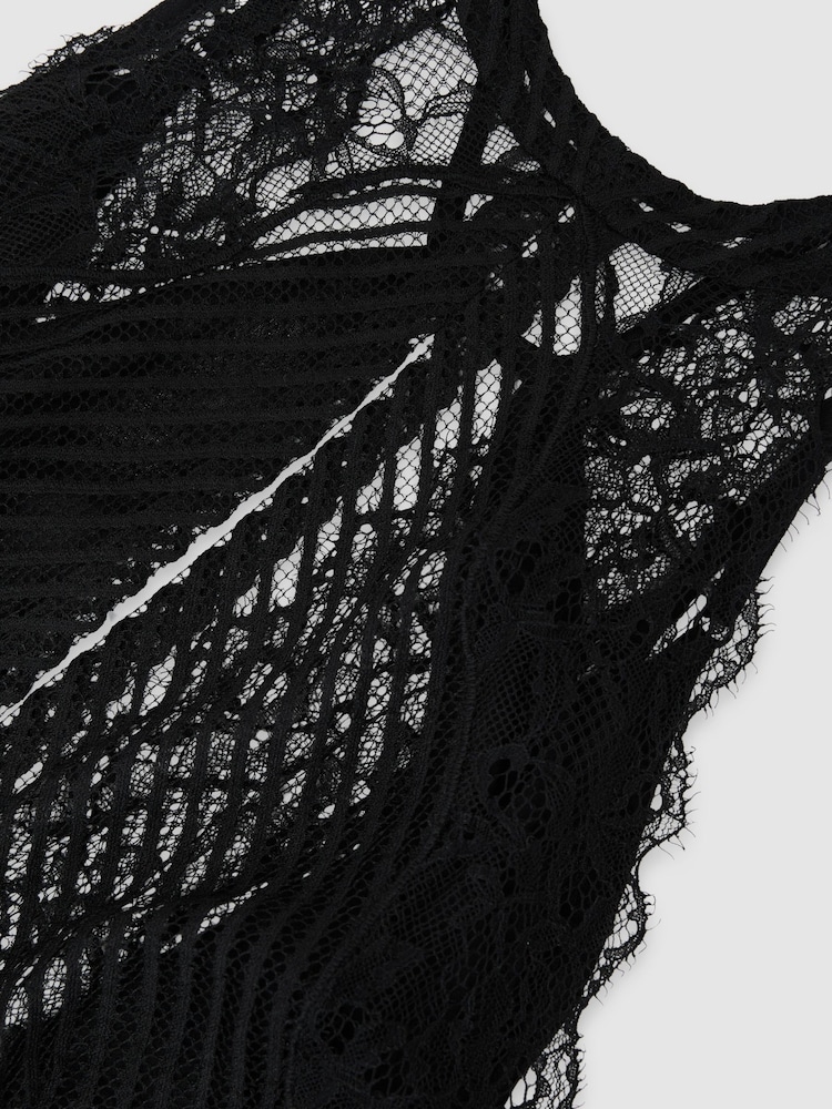 Atelier Lace-Trim Sheer Maxi Black Dress - Image 7 of 7