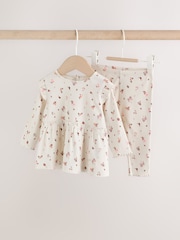 Ecru Floral Peplum Top and Leggings Baby Set (0mths-2yrs) - Image 1 of 10
