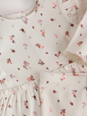 Ecru Floral Peplum Top and Leggings Baby Set (0mths-2yrs) - Image 10 of 10