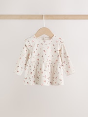 Ecru Floral Peplum Top and Leggings Baby Set (0mths-2yrs) - Image 6 of 10