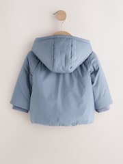 Blue Hooded Mid-Weight Fleece Lined Puffer Baby Jacket (0mths-2yrs) - Image 6 of 9