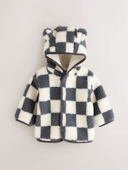Grey Checkerboard Hooded Borg Baby Jacket (0mths-2yrs) - Image 2 of 7