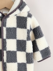 Grey Checkerboard Hooded Borg Baby Jacket (0mths-2yrs) - Image 4 of 7