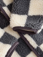 Grey Checkerboard Hooded Borg Baby Jacket (0mths-2yrs) - Image 6 of 7