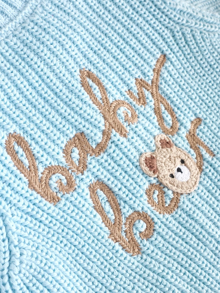 Blue Embroidered Bear Cardigan (0mths-2yrs) - Image 5 of 5 Blue Embroidered Bear Cardigan (0mths-2yrs) - Image 5 of 5