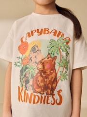 Cream Capybara Oversized Graphic Print T-Shirt (3-16yrs) - Image 2 of 8