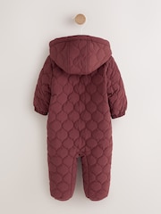 Burgundy Red Quilted Hooded Nylon Baby All-In-One (0-18mths) - Image 2 of 7