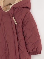 Burgundy Red Quilted Hooded Nylon Baby All-In-One (0-18mths) - Image 3 of 7