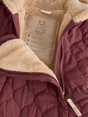 Burgundy Red Quilted Hooded Nylon Baby All-In-One (0-18mths) - Image 4 of 7