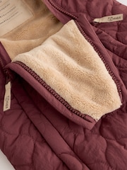 Burgundy Red Quilted Hooded Nylon Baby All-In-One (0-18mths) - Image 7 of 7