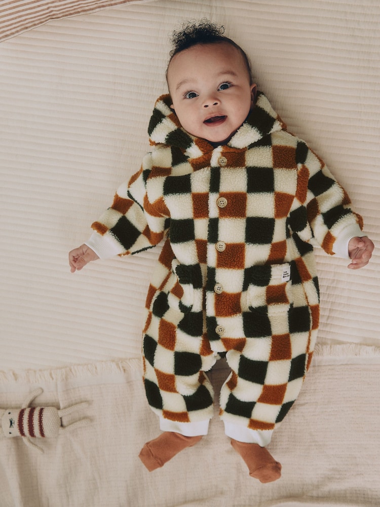 Checkerboard Borg Button Hooded Baby Pramsuit (0mths-2yrs) - Image 1 of 12
