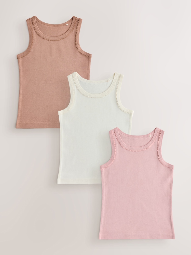 Mocha Brown Vest 3 Pack (1.5-16yrs) - Image 1 of 7