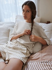 Yard Natural Hebden Stripe Tumbled Cotton Short Pyjamas Set - Slika 4 od 15