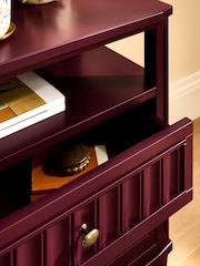 Nina Campbell Burgundy Red Willis 2 Drawer Wide Bedside Table - Image 3 of 4