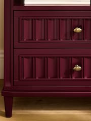 Nina Campbell Burgundy Red Willis 2 Drawer Wide Bedside Table - Image 4 of 4