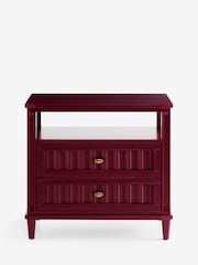 Nina Campbell Burgundy Red Willis 2 Drawer Wide Bedside Table - Image 5 of 7
