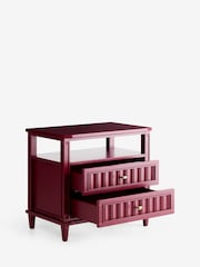 Nina Campbell Burgundy Red Willis 2 Drawer Wide Bedside Table - Image 6 of 7