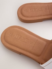 White Leather Extra Wide Fit Forever Comfort® Stitched Mule Sandals - Image 4 of 5