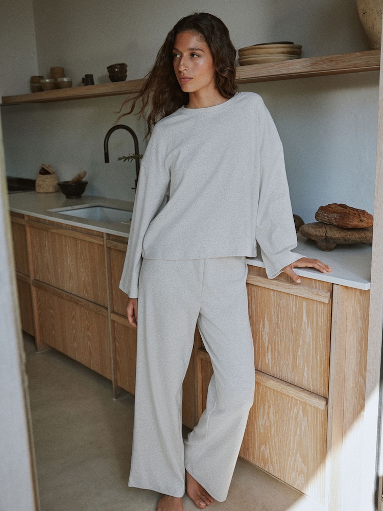 Relaxed Ribbed Cotton Rich Lounge Bottoms - Image 2 of 5 Relaxed Ribbed Cotton Rich Lounge Bottoms - Image 2 of 5