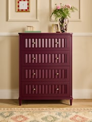Nina Campbell Burgundy Red Willis Tall Chest of Drawers - Image 2 of 4