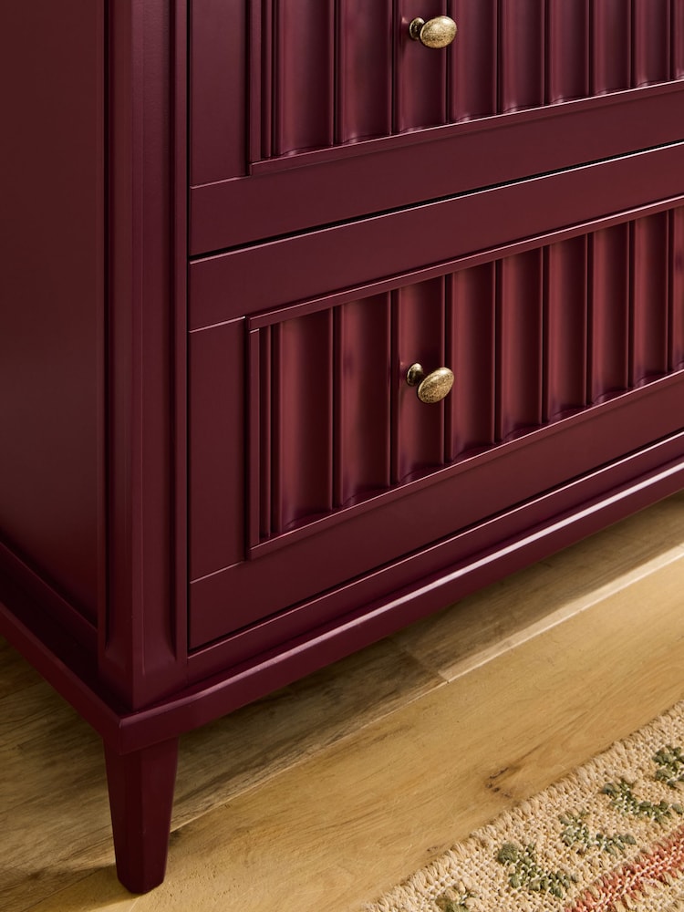 Nina Campbell Burgundy Red Willis Tall Chest of Drawers - Image 4 of 4