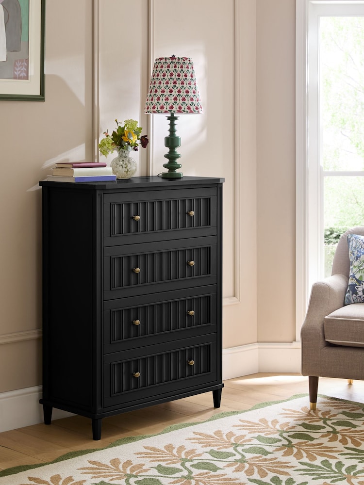 Nina Campbell Black Willis Tall Chest of Drawers - Image 1 of 7