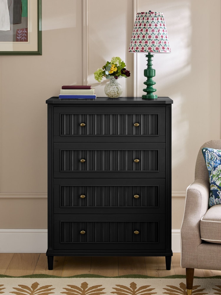 Nina Campbell Black Willis Tall Chest of Drawers - Image 2 of 7