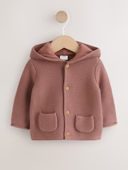 Brown Knitted Hooded Baby Cardigan - Image 1 of 8
