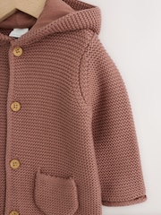 Brown Knitted Hooded Baby Cardigan - Image 3 of 8