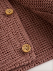 Brown Knitted Hooded Baby Cardigan - Image 5 of 8