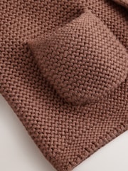 Brown Knitted Hooded Baby Cardigan - Image 7 of 8