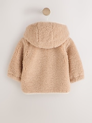 Caramel Borg Hooded Fleece Lined Baby Jacket - Image 2 of 6