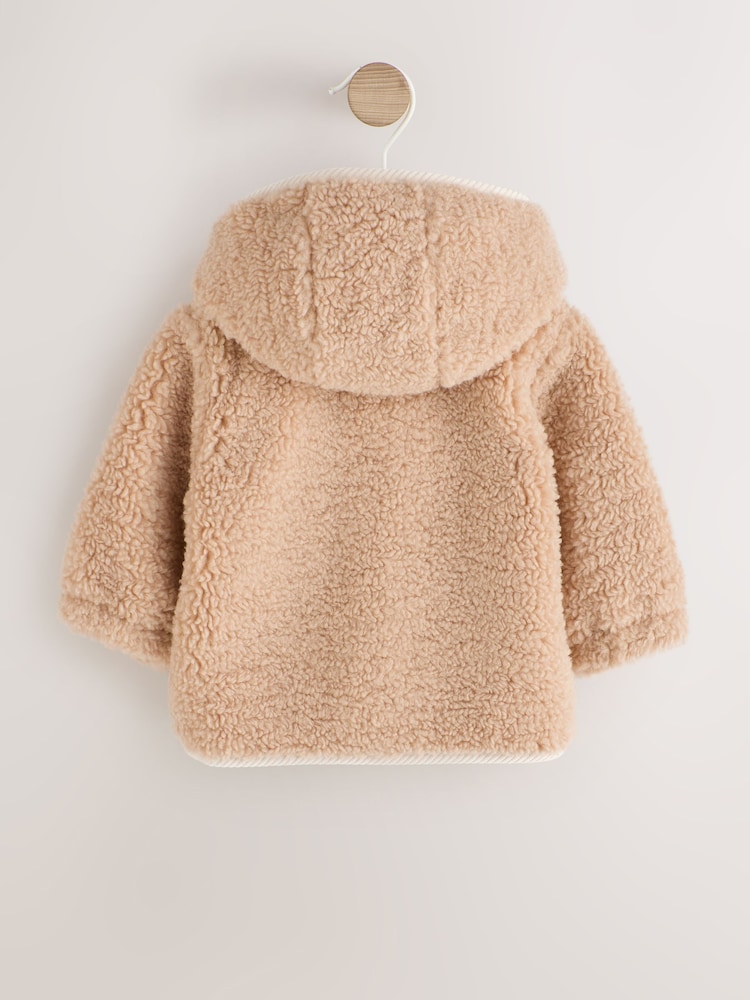 Caramel Borg Hooded Fleece Lined Baby Jacket - Image 2 of 6 Caramel Borg Hooded Fleece Lined Baby Jacket - Image 2 of 6