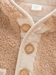 Caramel Borg Hooded Fleece Lined Baby Jacket - Image 3 of 6